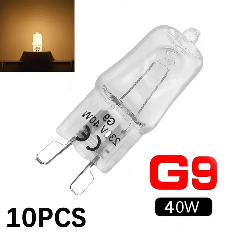 2/10PCS 220-230V Halogen Lamp Beads 40W Light Bulbs G9 High Temperature Oven Lighting Bulbs Home Ceiling Cabinet Floor Lighting