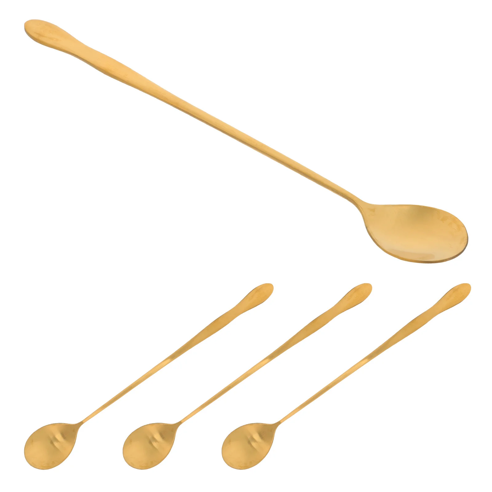 

4Pcs Long Handle Stainless Steel Stirring Spoons Mirror Polished Coffee Tea Cocktail Ice Cream Mixer Bar Tools 19.5cm