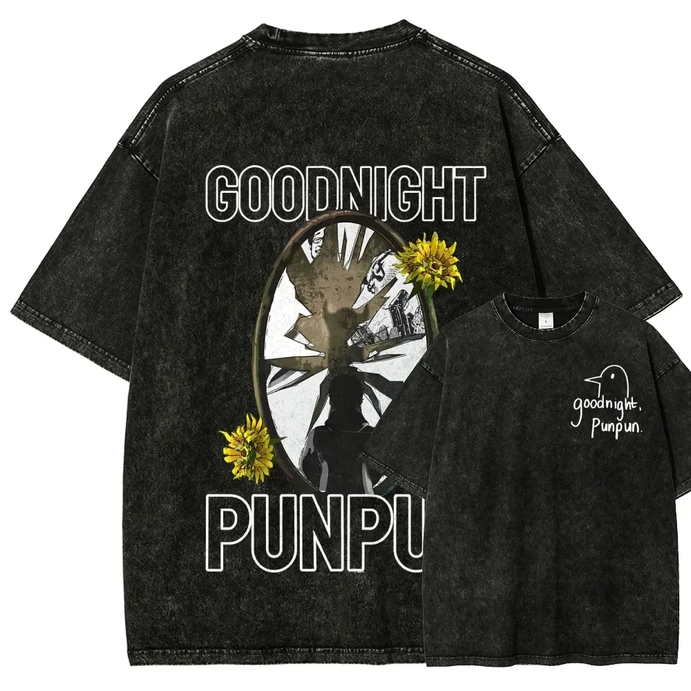 Goodnight Punpun Anime T-shirt Vintage Washed Y2K Aesthetic Unisex Oversized Short Sleeve Summer Cotton Retro Streetwear Hot