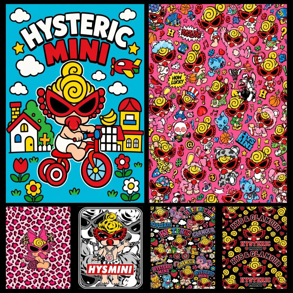 Mascot Hysteric Mini Mini-Chan Kawaii Poster PP Self Adhesive Decorative HD For Garage Gaming Room Living Room Gift