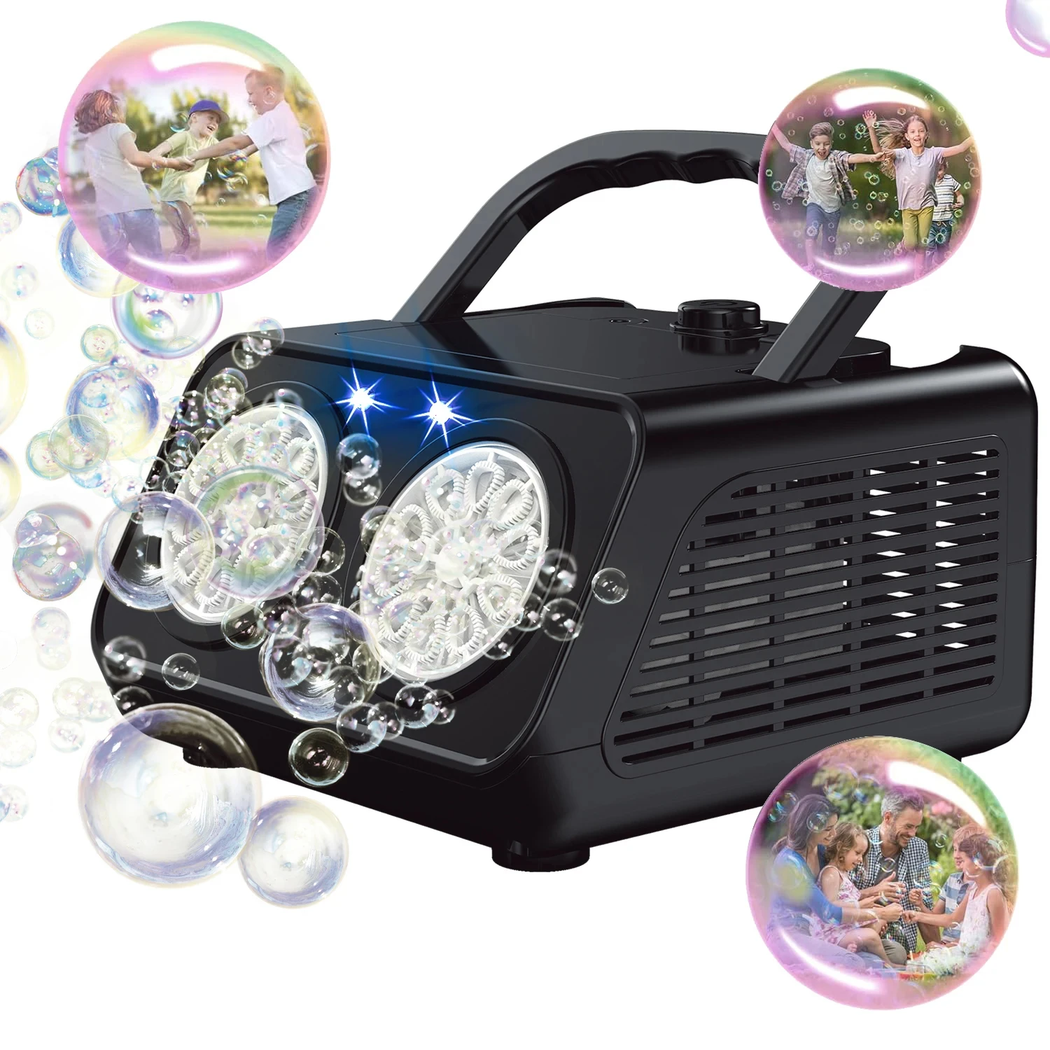 Automatic Bubble Machine Upgrade Bubble Blower with 2 Fans 20000+ Bubbles Per Minute Bubbles for Kids Portable Bubble Maker Ope
