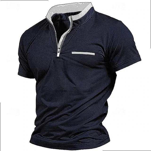 Men's Polo Shirt Spring Summer Casual Short Sleeve Contrast Collar Tee Shirts Blouse Top Cotton Breathable Daily Wear Tops