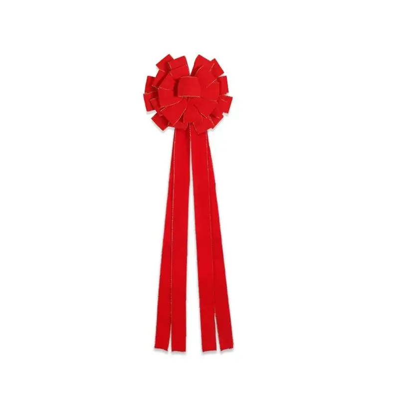 

652F Big Soft Velvety Fabric Bowknot Christmas Tree Top Bowknot Ornament For Mantels Wedding Birthday Christmas Celebration
