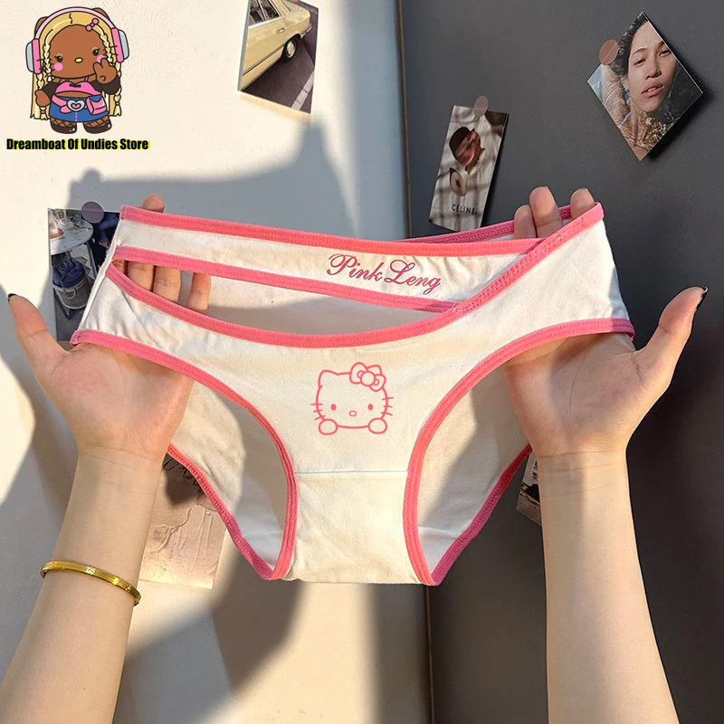 Hello Kitty Cartoon Sweet Kawaii Girl Panties Sexy Lingeries Shorts Panty Women Underwear Cotton Cute Underpant Briefs Intimates