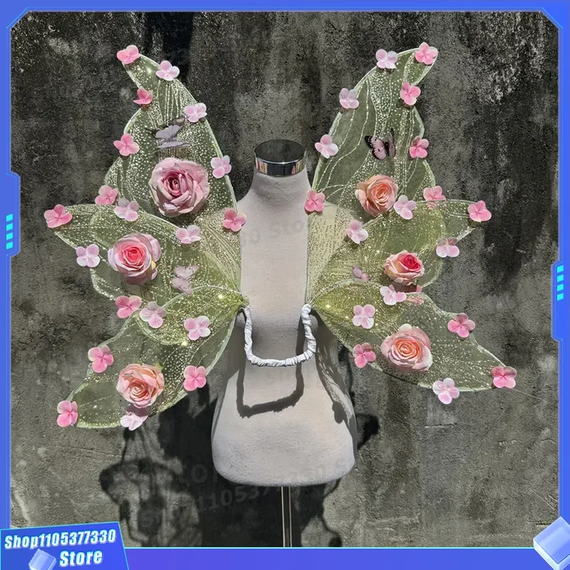 Dream Elf Wings Flower Fairy Angel Butterfly Costume Stage Performance Props Photo Shoot Accessories for Kids Girls Party