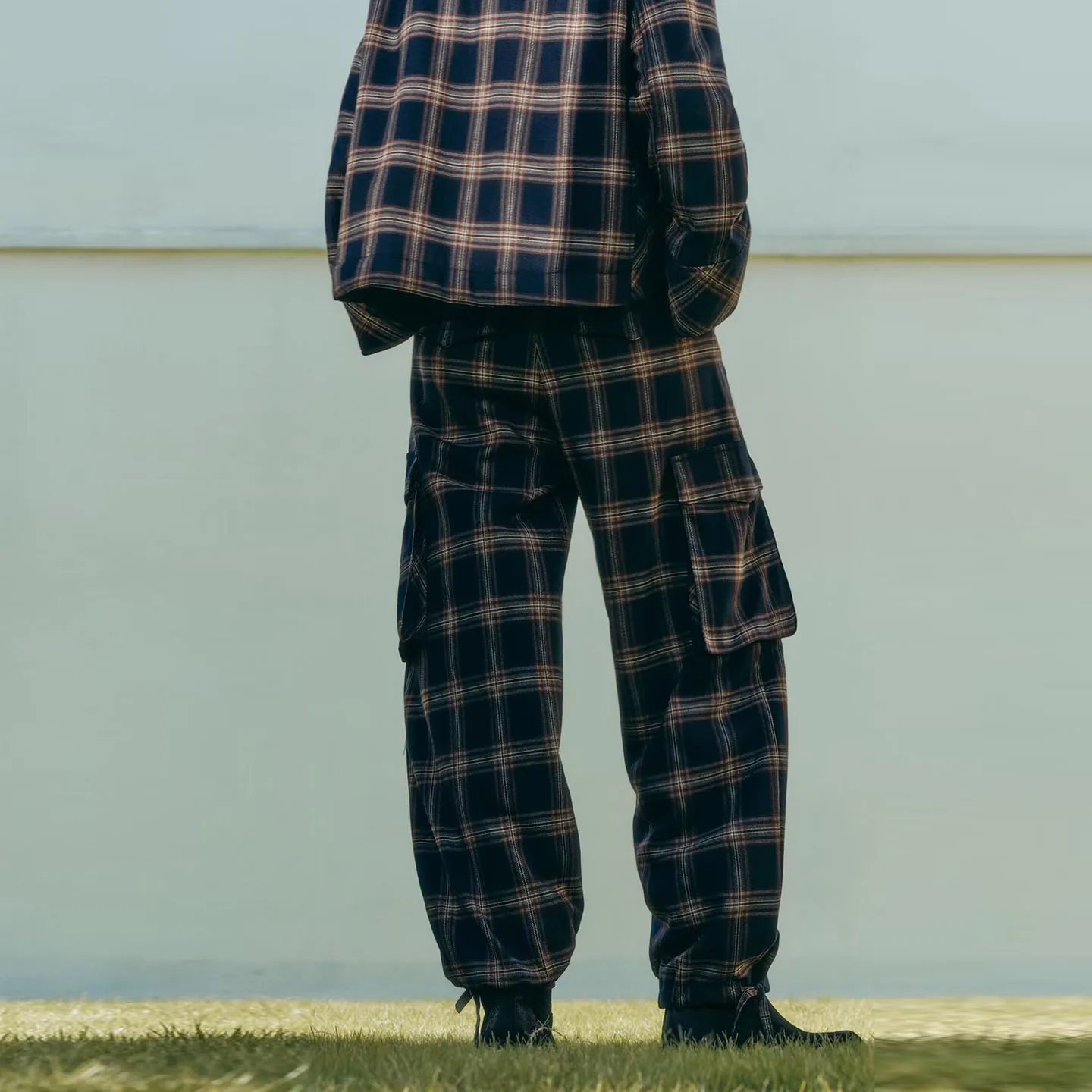 2025 Autumn New Women's Plaid Jaet And Work Pants Set ort Length Long Sve Flip Collar Two-Piece Set Winter Adult Ladies