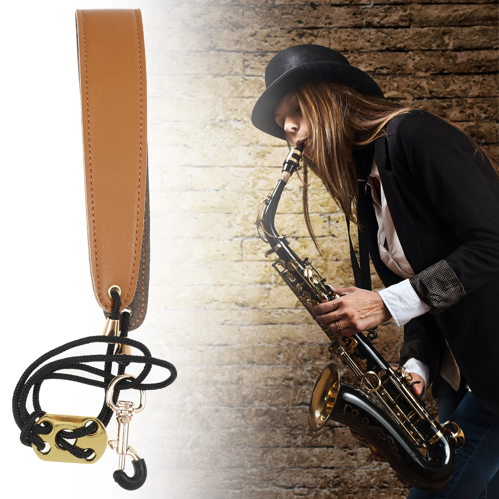 

Saxophone Shoulder Strap Thick Adjustable for Tenor Sax Accessory Superior Material Wide Design Reduced Pressure Neck Strap