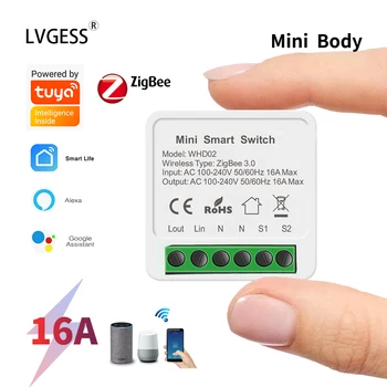 Tuya Zigbee Smart Switch MINI Breaker DIY Smart Home Automation  Modified pieces Smartlife Timing Aleax Voice Wall Light Switch