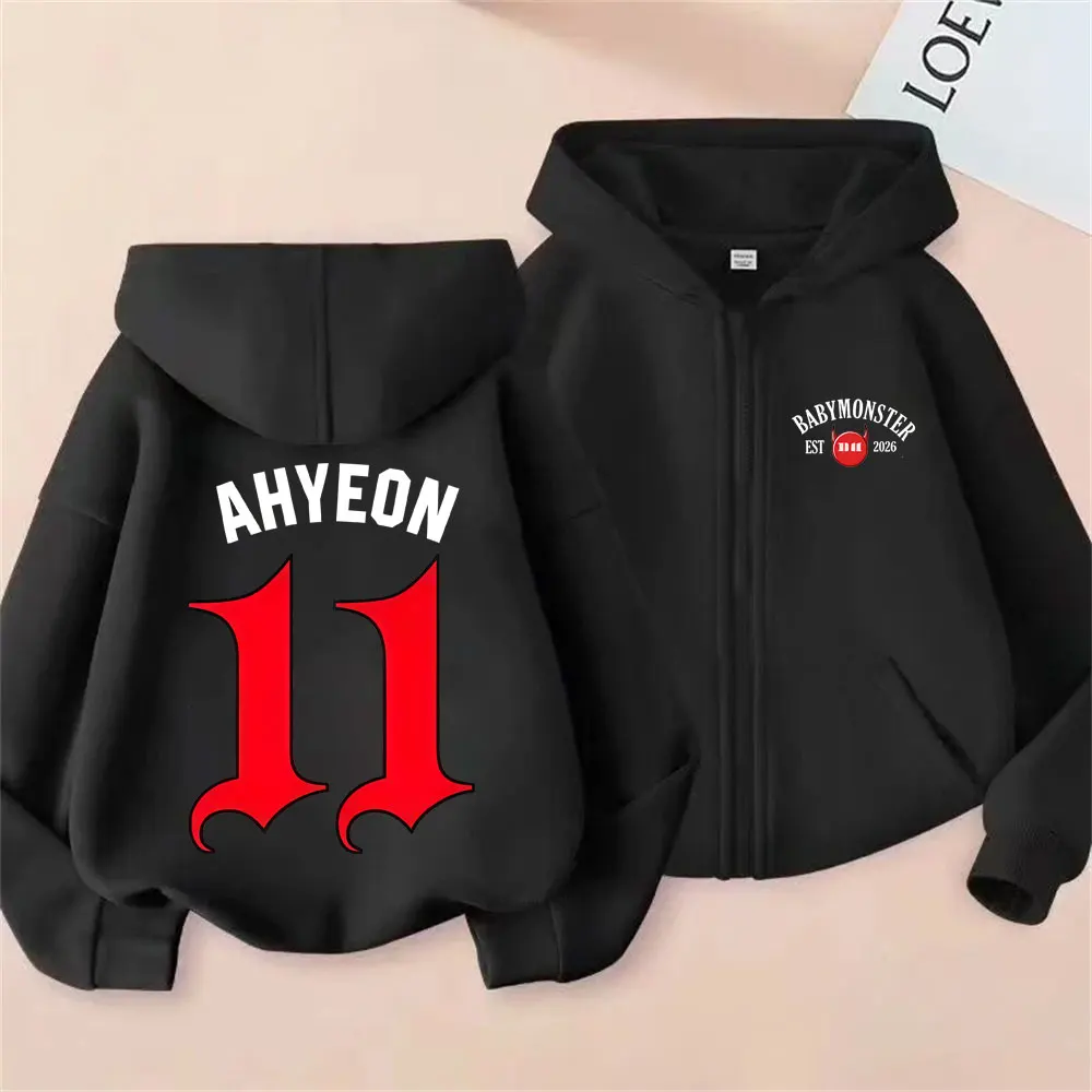 

Babymonster 2026 Merch Zipper Hoodie Ahyeon Asa Rami Rora Ruka Pharita Chiquita Zip Up Jacket Men Women Hip Hop Fashion Hoodies