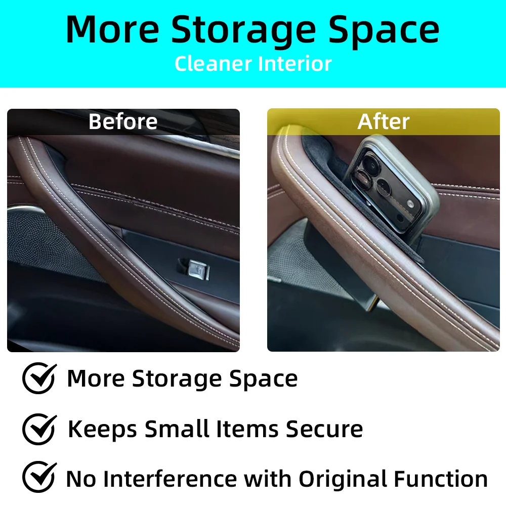 Für 5er Serie G30 2018-2023 Auto-Türgriff-Aufbewahrungsbox Innentürgriff-Organizer-Box Telefonablage Zubehör – Detail 7