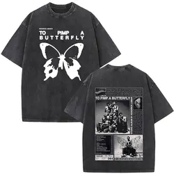 Kendrick Lamar To Pimp A Butterfly Graphic Vintage Washed T-shirts Men Fashion Hip Hop Retro Short Sleeve T Shirt Streetwear