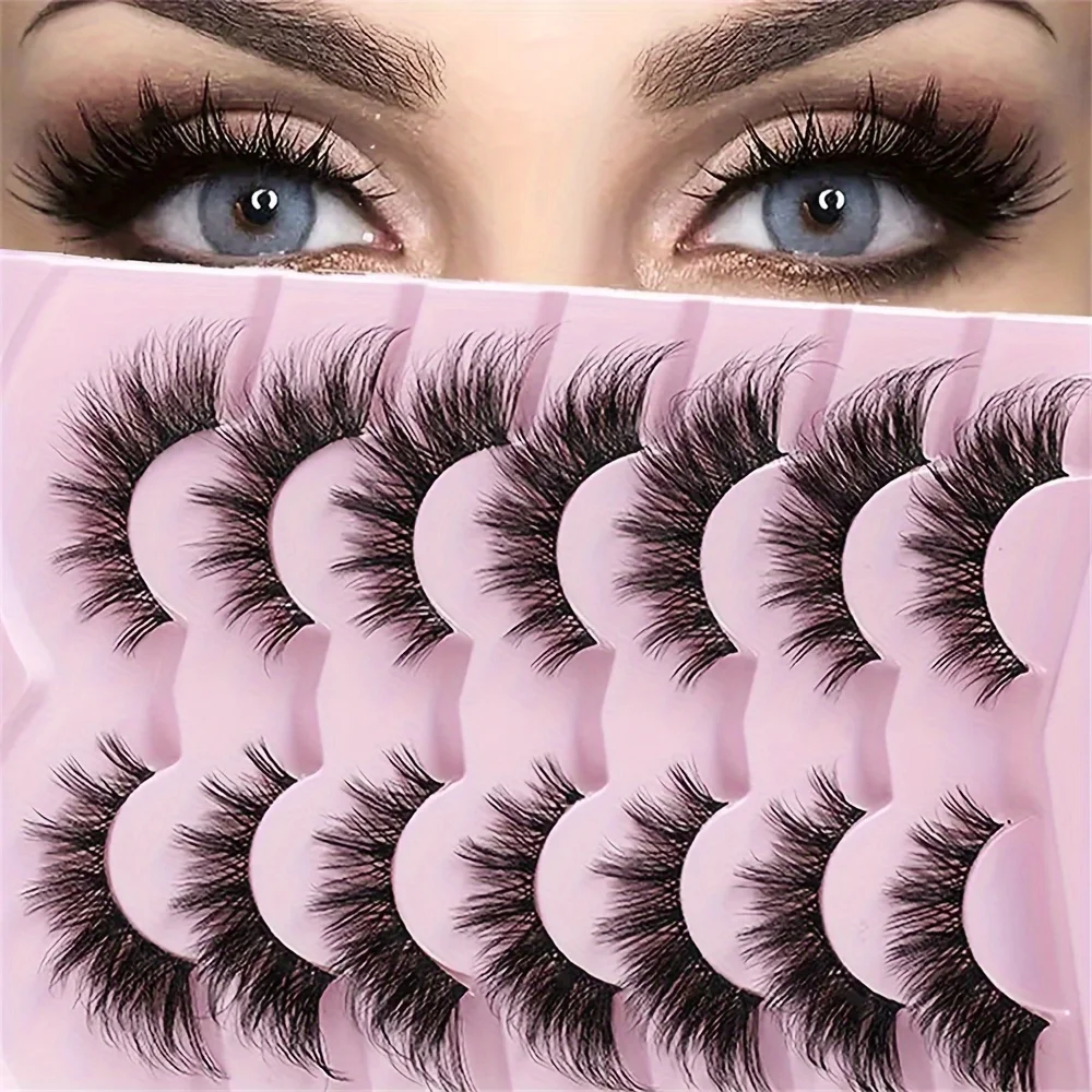 False Lashes 7 Pairs -  Natural Look Extended Corner, Voluminous Strip Eyelashes Set, Easy-to-Apply Pair Form for All Eye Shapes