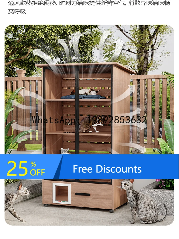 

XL Outdoor All-Aluminum Alloy Cat Villa Rainproof Sunproof Outdoor Cat Large Space Toilet Integrated Cat Cabinet