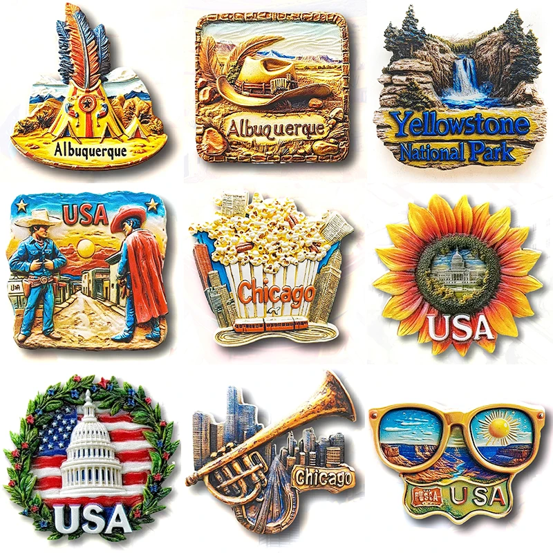 Yellowstone Chicago Albuquerque Fridge Magnet Message Board Decorative America Travel Souvenir Refrigerator Sticker Home Decor