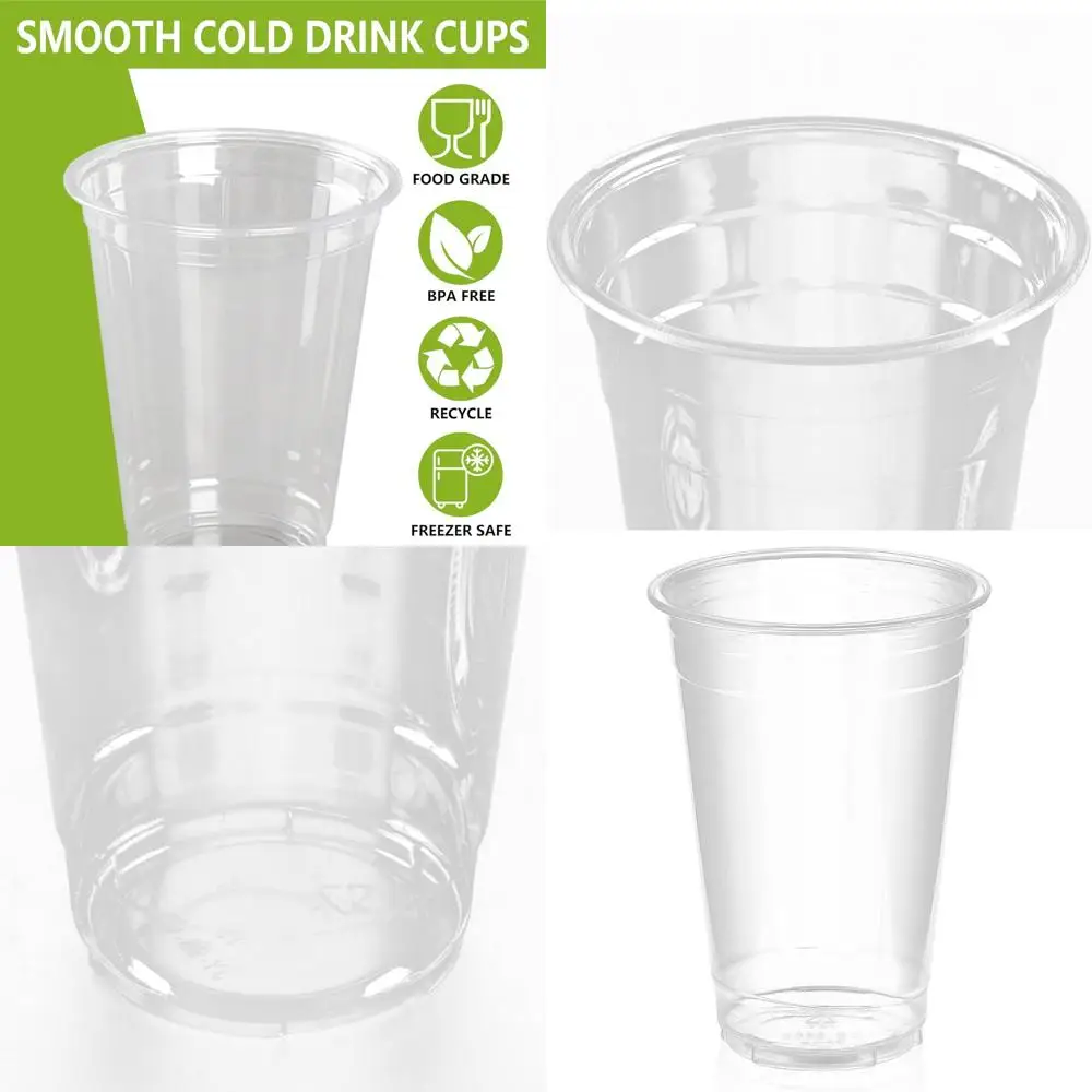 

Упаковка из 1000 прозрачных пластиковых стаканов, 16 унций, особо прочные одноразовые стаканы, без BPA, 98 мм x 120 мм