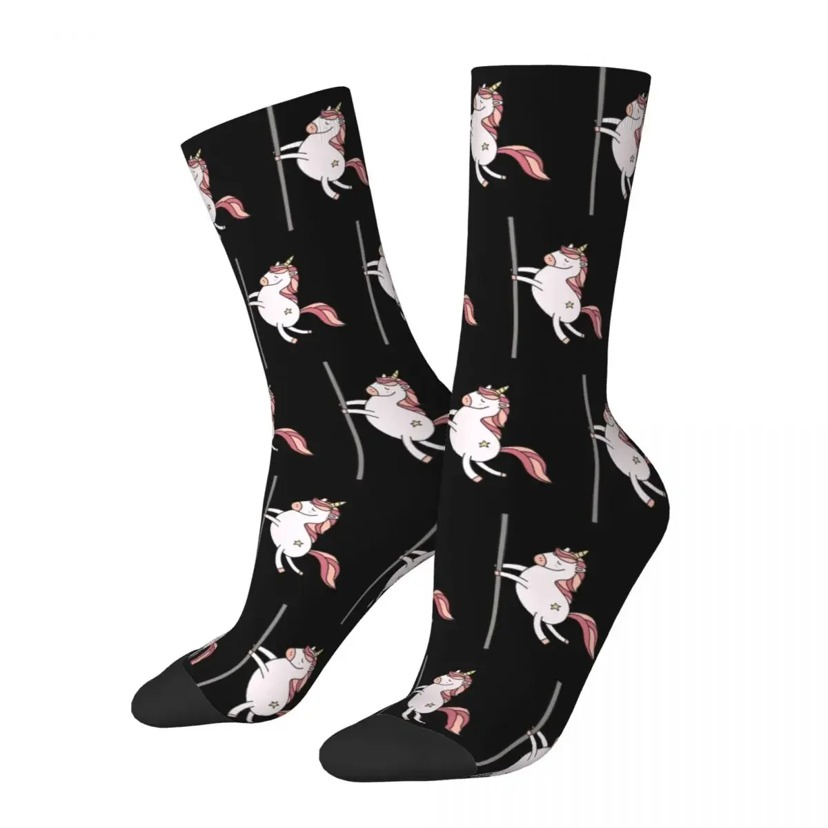 Pole Dancing Unicorn Socks Harajuku Sweat Absorbing Stockings All Season Long Socks Accessories for Unisex Gifts