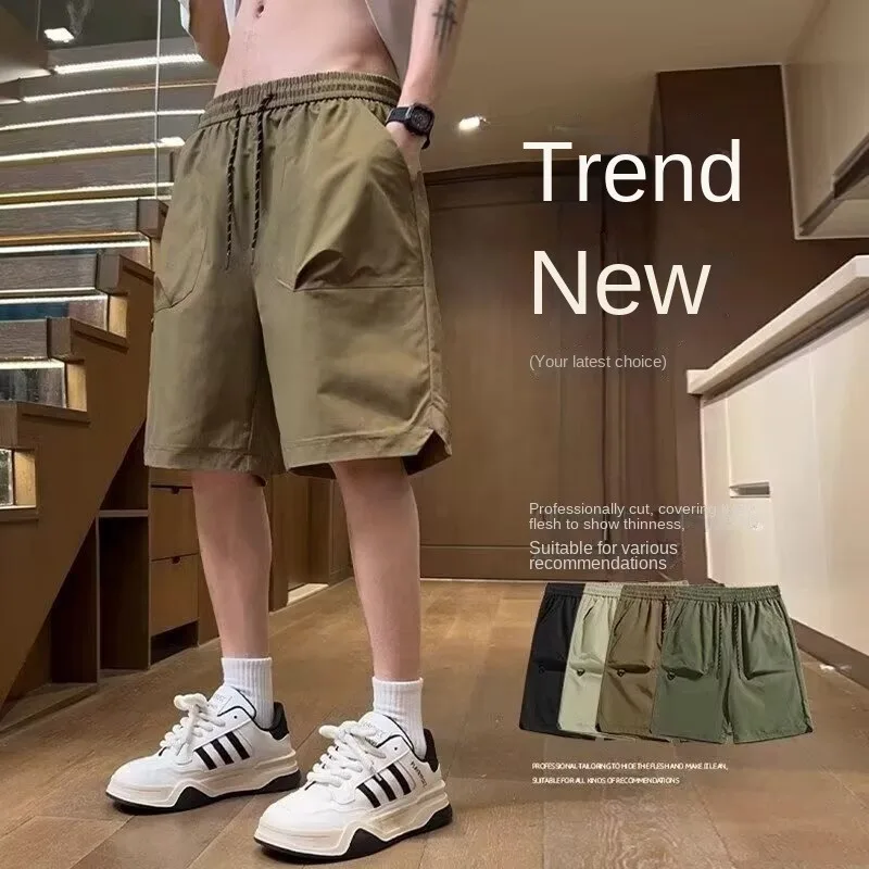 

High end summer thin breathable simple shorts for men, fashionable and trendy for outdoor wear, versatile and casual five quarte