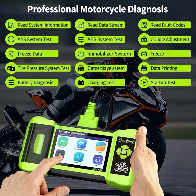 JDiag M300 2026 New Motorcycle OBD2 Scanner | ABS & Engine Diagnostic Fault Code Read Clear for BMW Yamaha Harley Honda Ducati