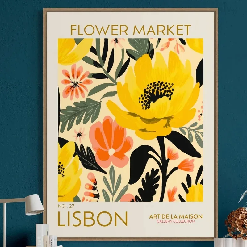 Flower Market Wall Art Poster Set Bali Tokyo Seoul Capri Miami City Floral Canvas Painting Retro Botanical Print Home Wall Decor