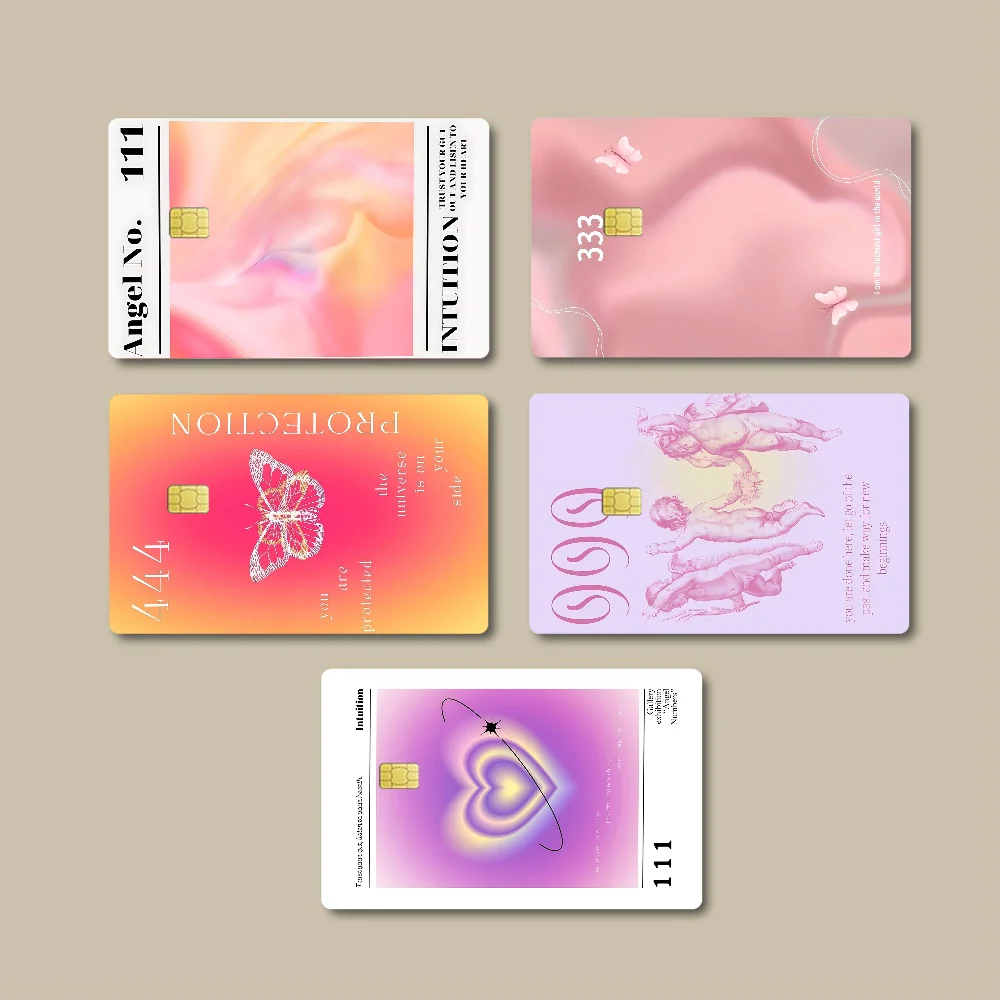 

Pink Angel Number Fashion Matte Gold Silver Black Matte Film Skin Sticker Tape For Bank Credit Debit Card