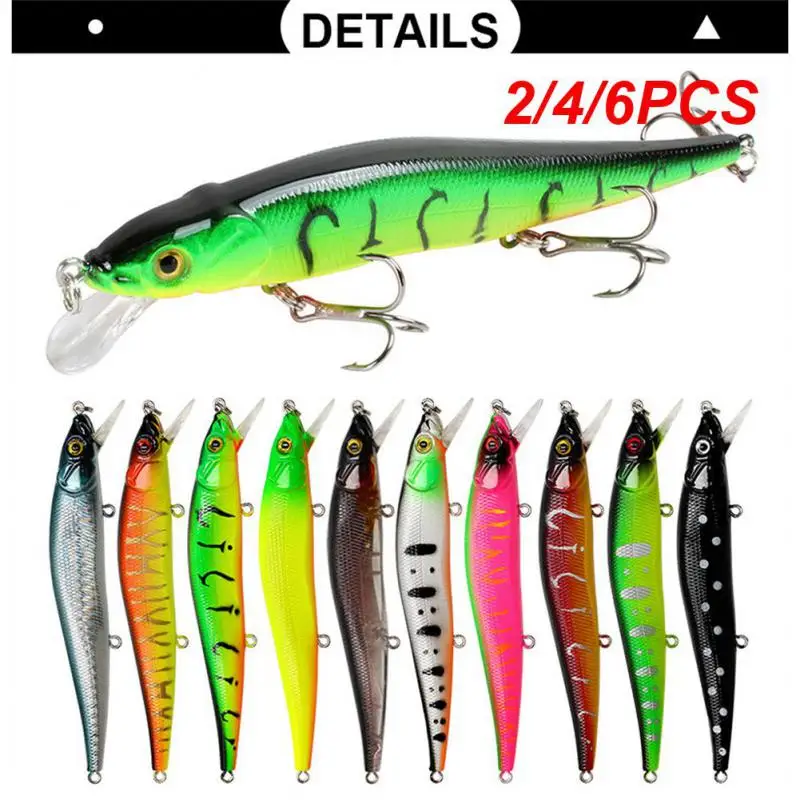 2/4/6PCS Bait Minnow Crankbait Wobblers 3d Eyes Perch 14g Fishing Accessories Plastic Fishing Bait Swim Portable 11.5 Cm