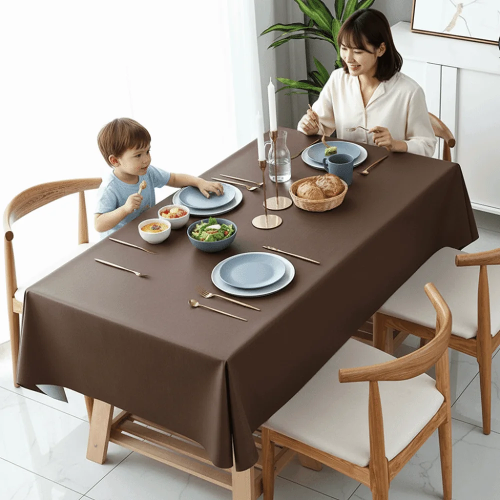 بلون بولي كلوريد الفينيل مفرش المائدة مقاومة للزيت مقاوم للماء مفرش المائدة المنزلية مستطيلة المطبخ الطعام مفرش المائدة لغرفة الطعام #3