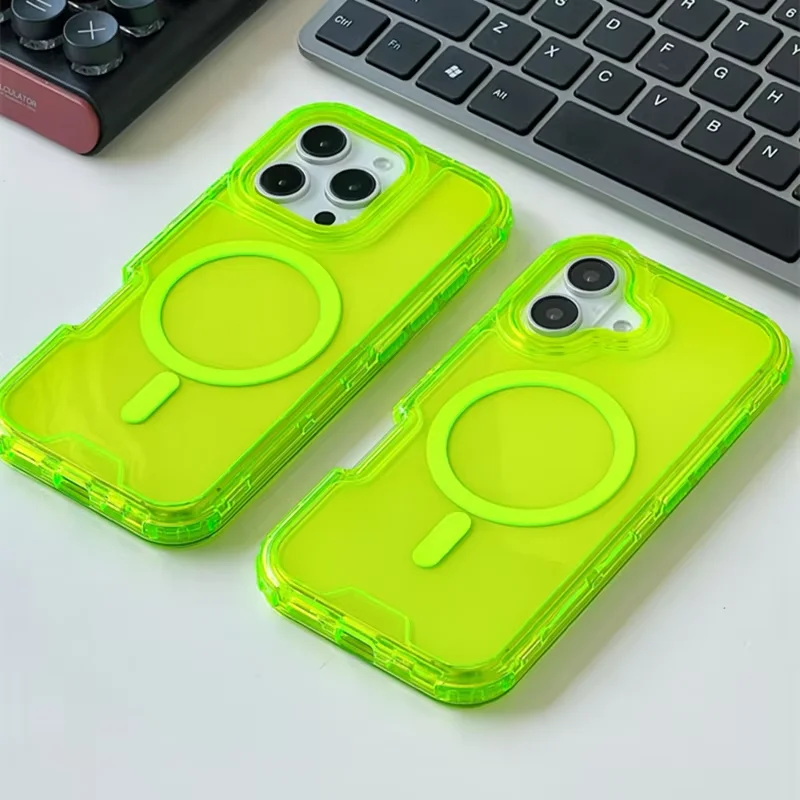 MagSafe Neon Color Bumper Shockproof Phone Case For iPhone 17 16pro max 14 15 Pro 13 11 12 Bezprzewodowe ładowanie Clear Armor Cover — zdjęcie produktu 2