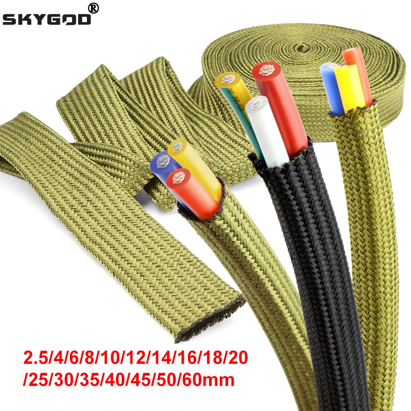 10/50m Polyamide Cable Sleeve 2.5mm - 60mm Nylon Braided Expandable Tight High Density Insulated Protector Wire Wrap Sheath