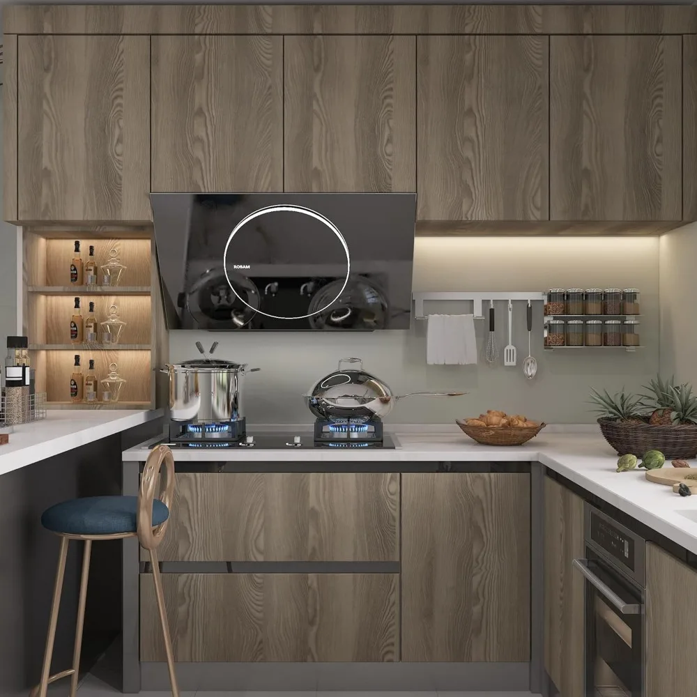 ورق جدران من خشب البلوط، مقاس 48 × 197 بوصة، قابل للتقشير واللصق المقاوم للماء، نسيج الجوز، قابل للإزالة، ورق جدران ذو مظهر خشبي سميك