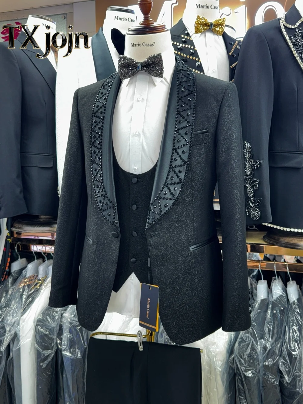 عالية الجودة مطرز تويد واحدة الصدر الرجال 2 قطعة سترة متطورة دعوى حفلة رسمية حفلة موسيقية مجموعة الزفاف لزفاف العريس #4