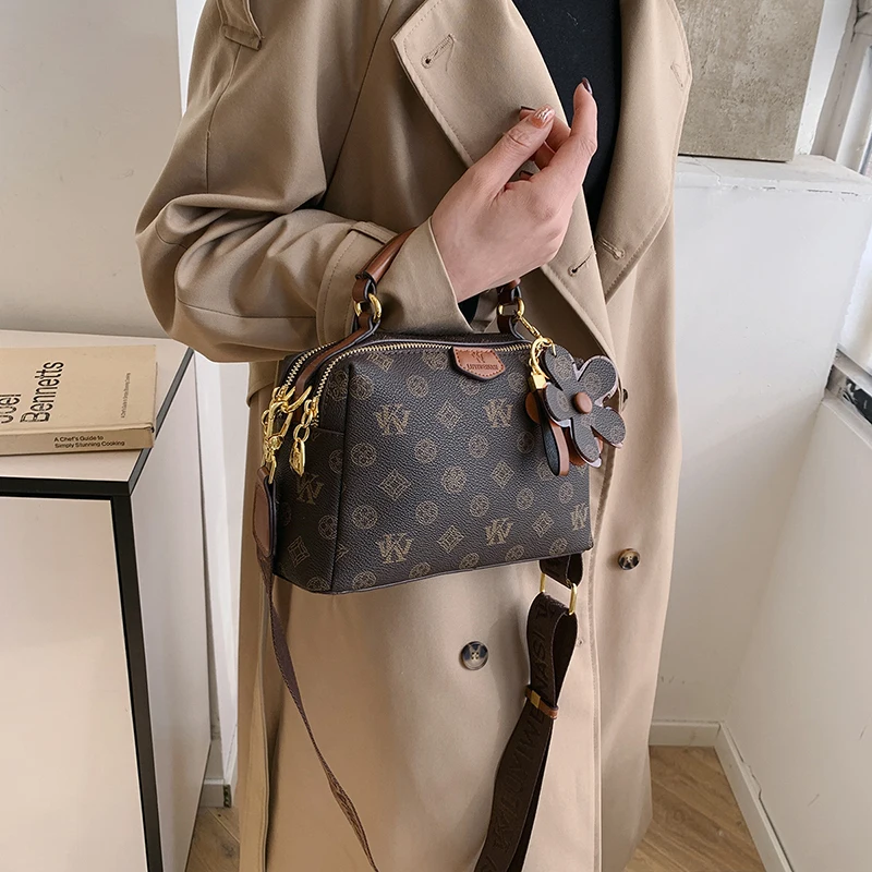 

Elegant Classic Leather Shoulder Bag For Women, Handbag With Detachable Strap, Crossbody Tote Luxury Brand