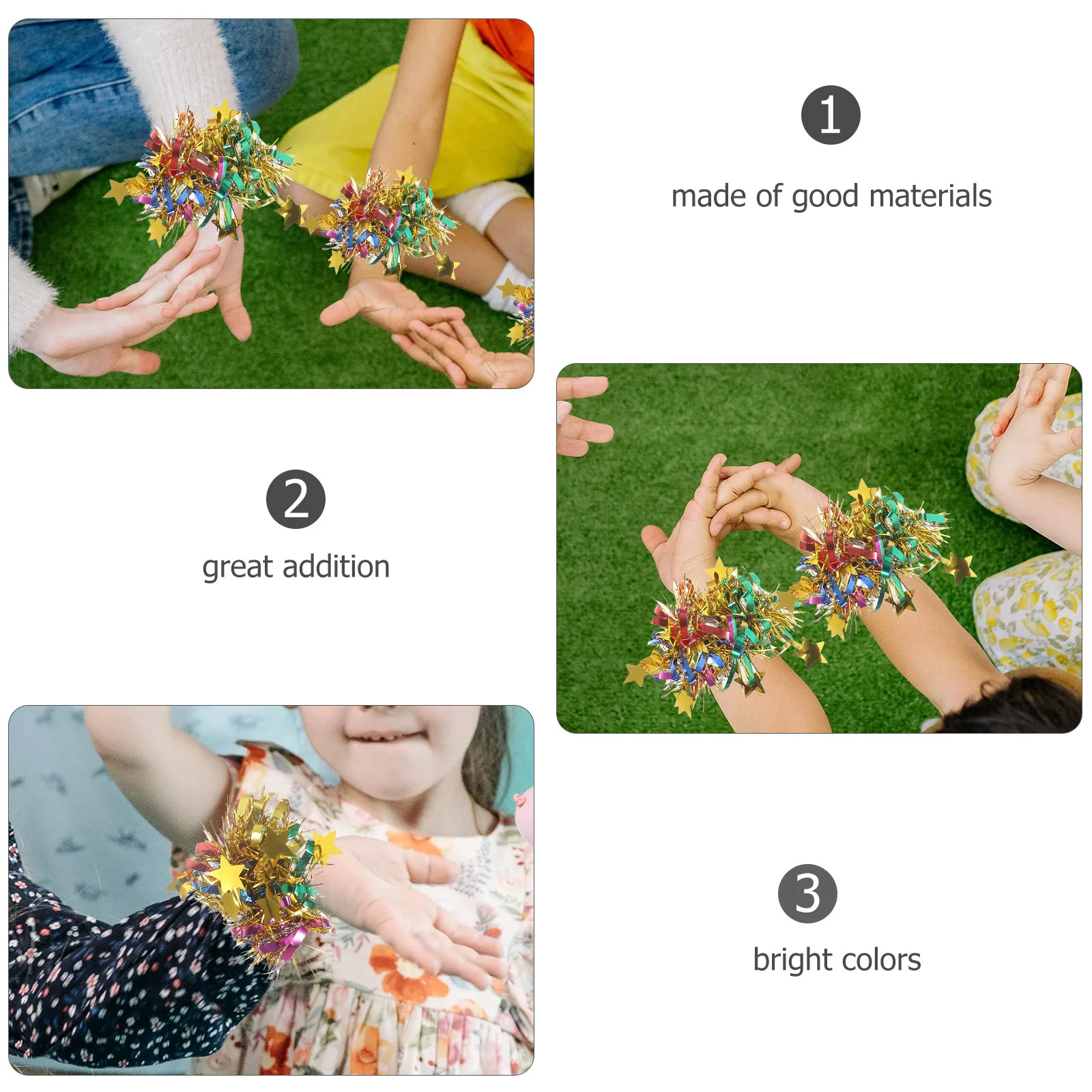 

6Pcs Cheerleading Pom Poms Delicate Cheerleader Prop Easy to Wear No Pieces Fall Off Pom Poms Cheerleading Cheering Props