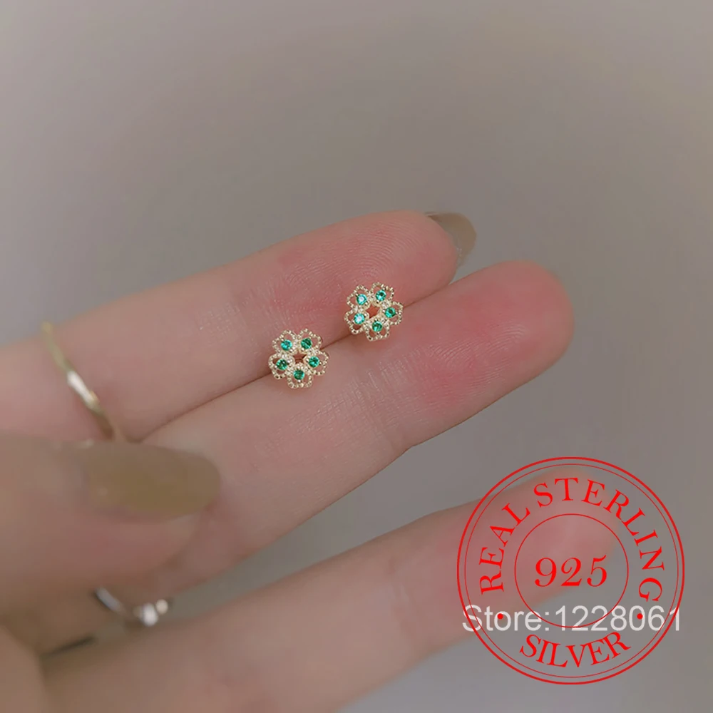 925 Sterling Silver Jewelry 18K Gold Plated Cute U Shaped Stud Earrings for Women Wedding Party Jewelry For Girls Friend Gift