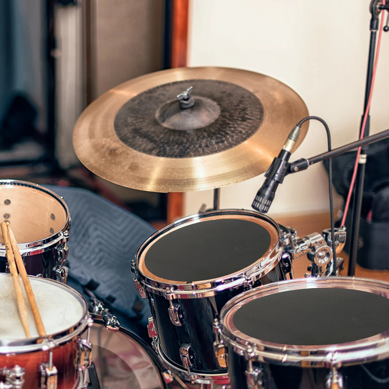 

4Pcs Drum Mute Pads 12 13 14 16 Inch Thick Foam Practice Pad Adjustable Sound Control Non Slip Drum Accessories for Home