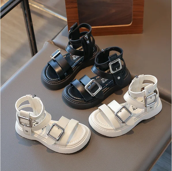 

Girls Roman High-top Sandals 2025 New Children's Summer Sandals Open-toe Cut-outs Kids Fashion Causal Black School Beach Shoes