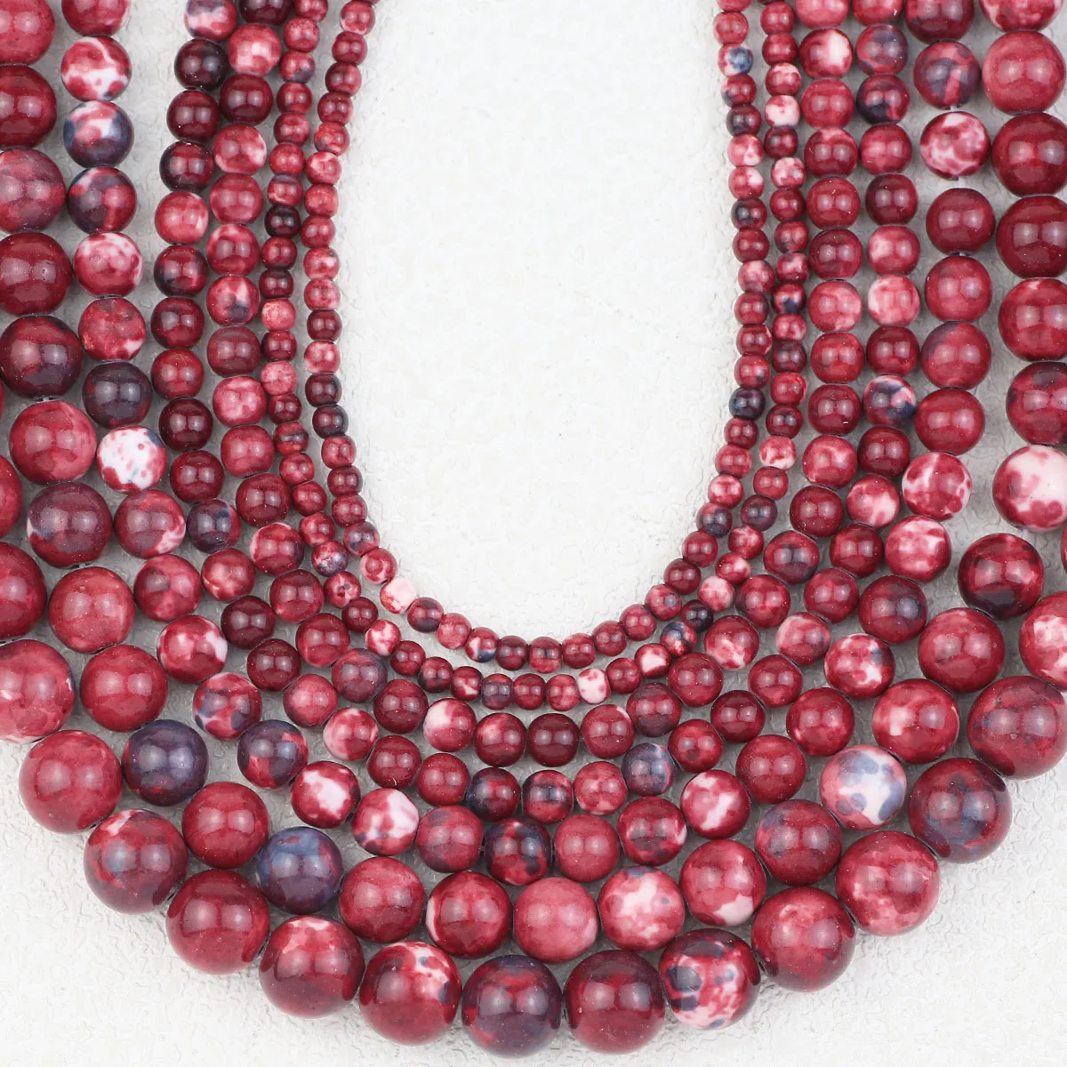 15'' Strang 4/6/8/10/12mm Rot Naturstein Regen Blume Perlen Runde Lose Spacer Perlen Für Schmuck Machen DIY Armbänder Halskette