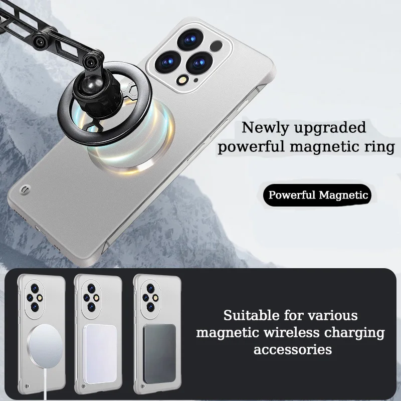 เคสแม่เหล็กแบบบางเฉียบเคลือบสีด้านโลหะสำหรับ Magsafe iPhone 17 Air 17 16 15 14 13 12 Pro Max Plus แบบไร้ขอบ