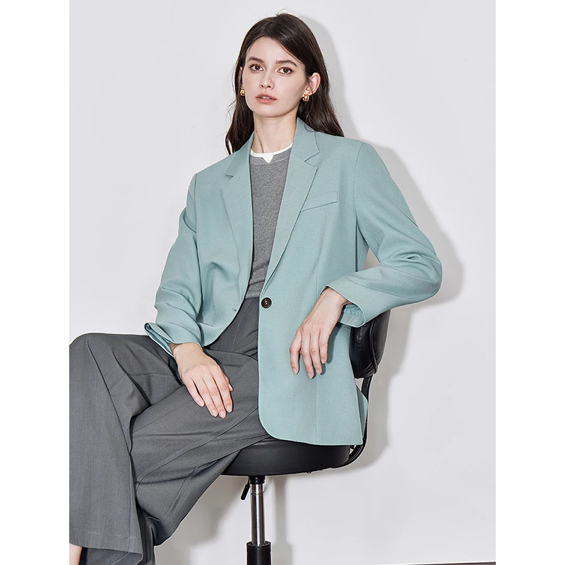 TOYOUTH Frauen Blazer 2024 Herbst Neue Eine Taste Einfarbig Langarm Büro Dame Arbeitskleidung Anzug Jacke