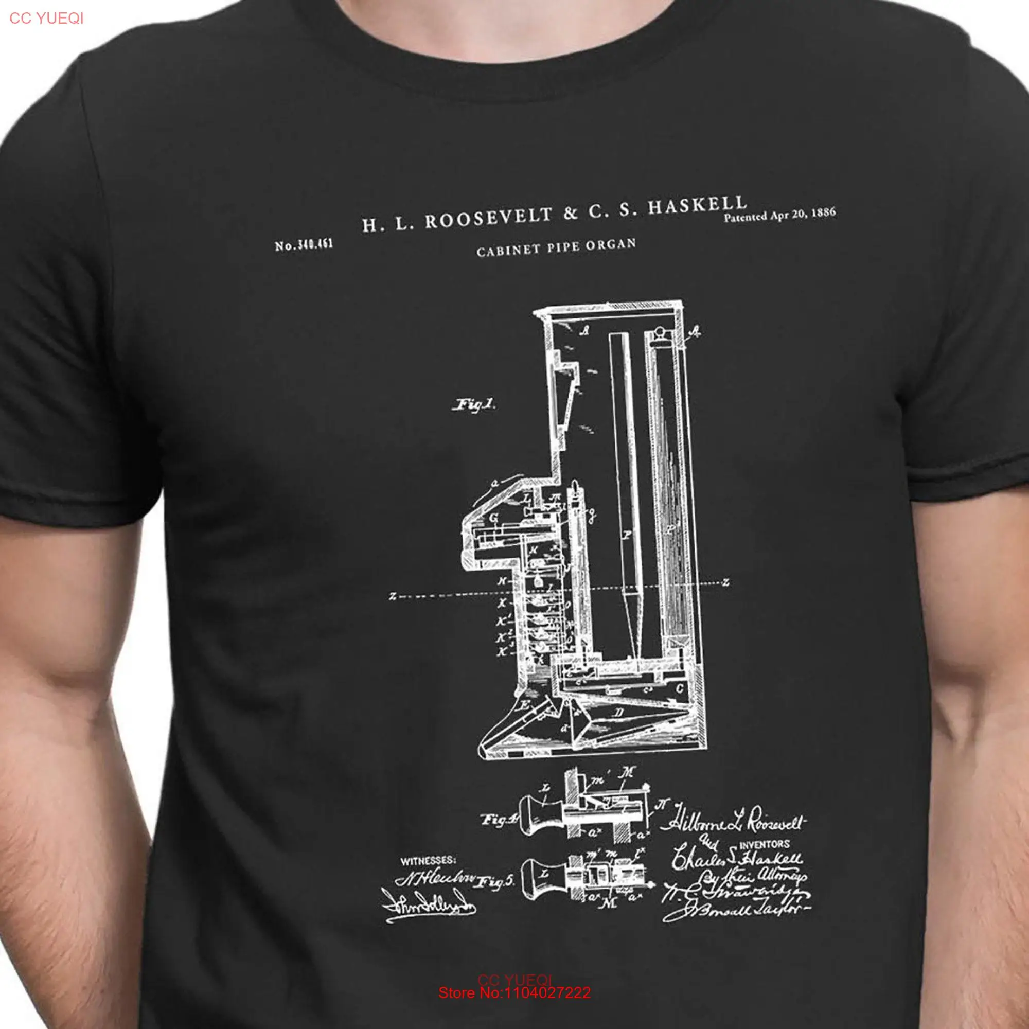 Pipe Organ Patent Print Blueprint Musician Church Decor Musical Instruments t shirt Living Room PT521