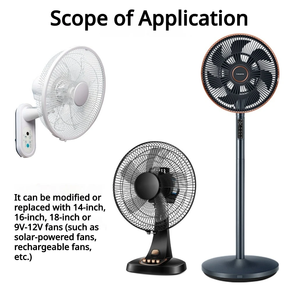DC12V Copper Winding Brushed Fan Motor 23W 1420RPM 3 Speed Control Reverse Polarity Protected for 16 Inch Desk Fan Replacement 5