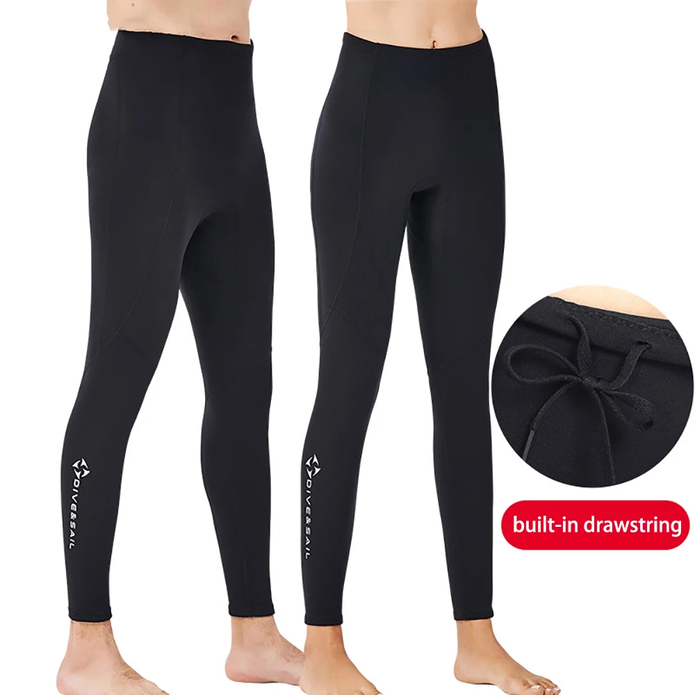 2mm Neoprene Wetsuit Pants Men Women Thermal Wetsuits Pants for Surfing Diving Canoing Kayaking Swimming Built in Drawstring