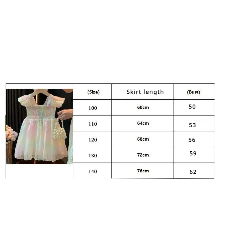 Summer New Girl Dress Colorful Rainbow Winged Princess Dress Flower Girl Dresses for Weddings Girls Kids Party Prom Dresses4-12T