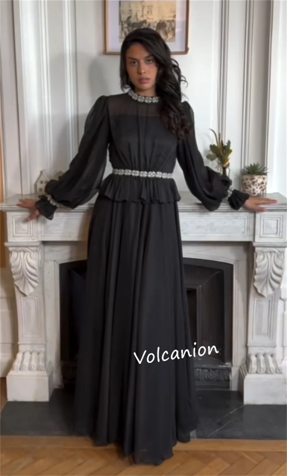 Vestidos largos acampanados con cuello alto fruncido y cuentas de Organza personalizados, ocasiones a medida, tallas clásicas y elegantes disponibles