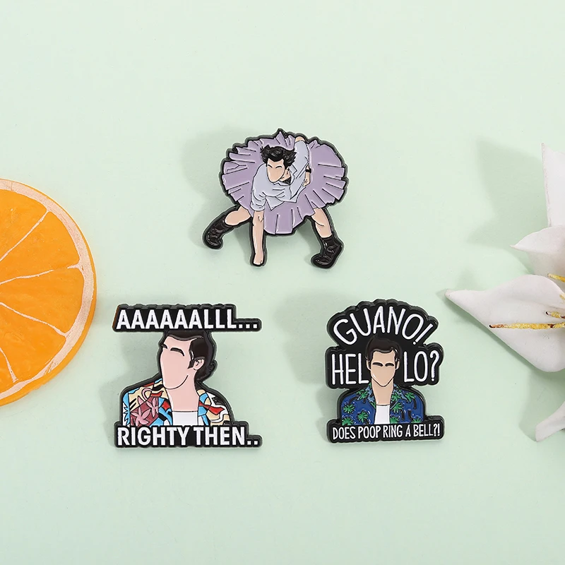 

Comedy Movies Enamel Pins Jim Carrey Alrighty Then Does Poor Ring a Bell Metal Brooches Lapel Badge Jewelry Gift For Friends