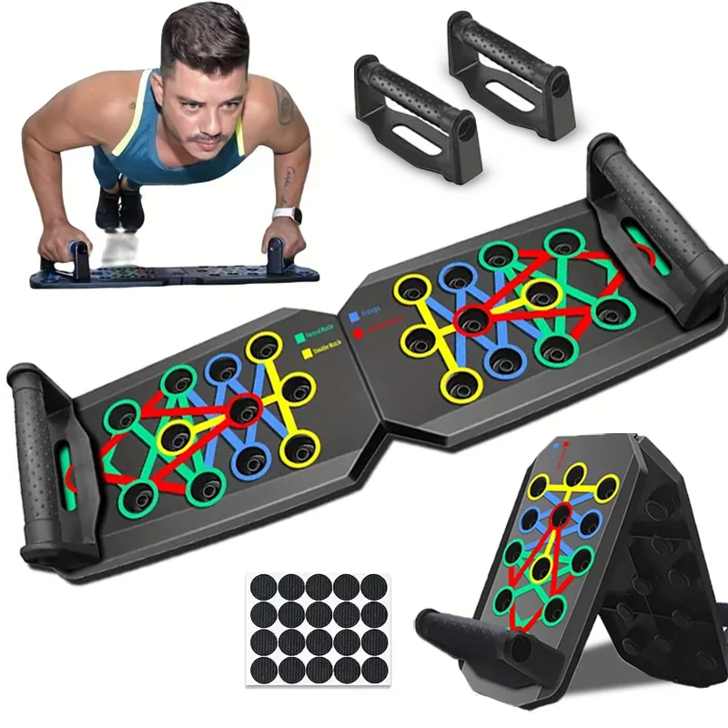 Juego de tabla de flexiones multifuncional portátil con asas, equipo de Fitness plegable para entrenamiento de pecho, Abdomen, brazos y espalda