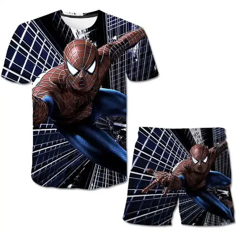 

Children's clothing Spider-Mαn fashion summer girls' clothing boy sports T-shirt shorts 2 pieces/set children's casual clothing