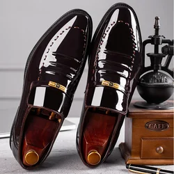 Patent Leather Men Shoes Slip On Oxfords for Male Wedding Party Office Work Shoes Plus Size Classic Business Casual Fashion Shoe