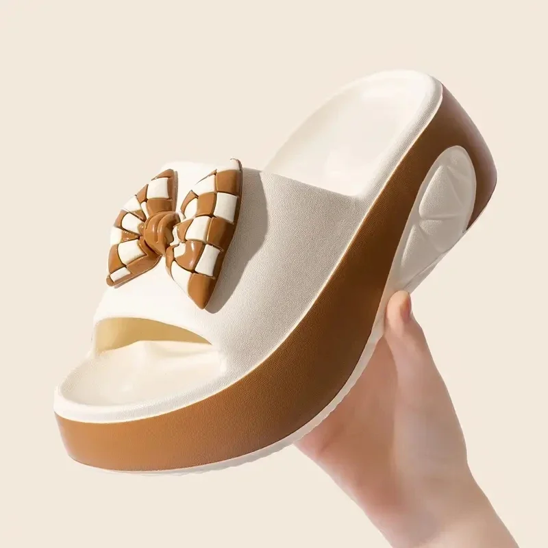 

New Women Bow Slippers EVA Soft Sole Summer Casual Women Platform Sandals Fashion Non-Slip Beach Slippers