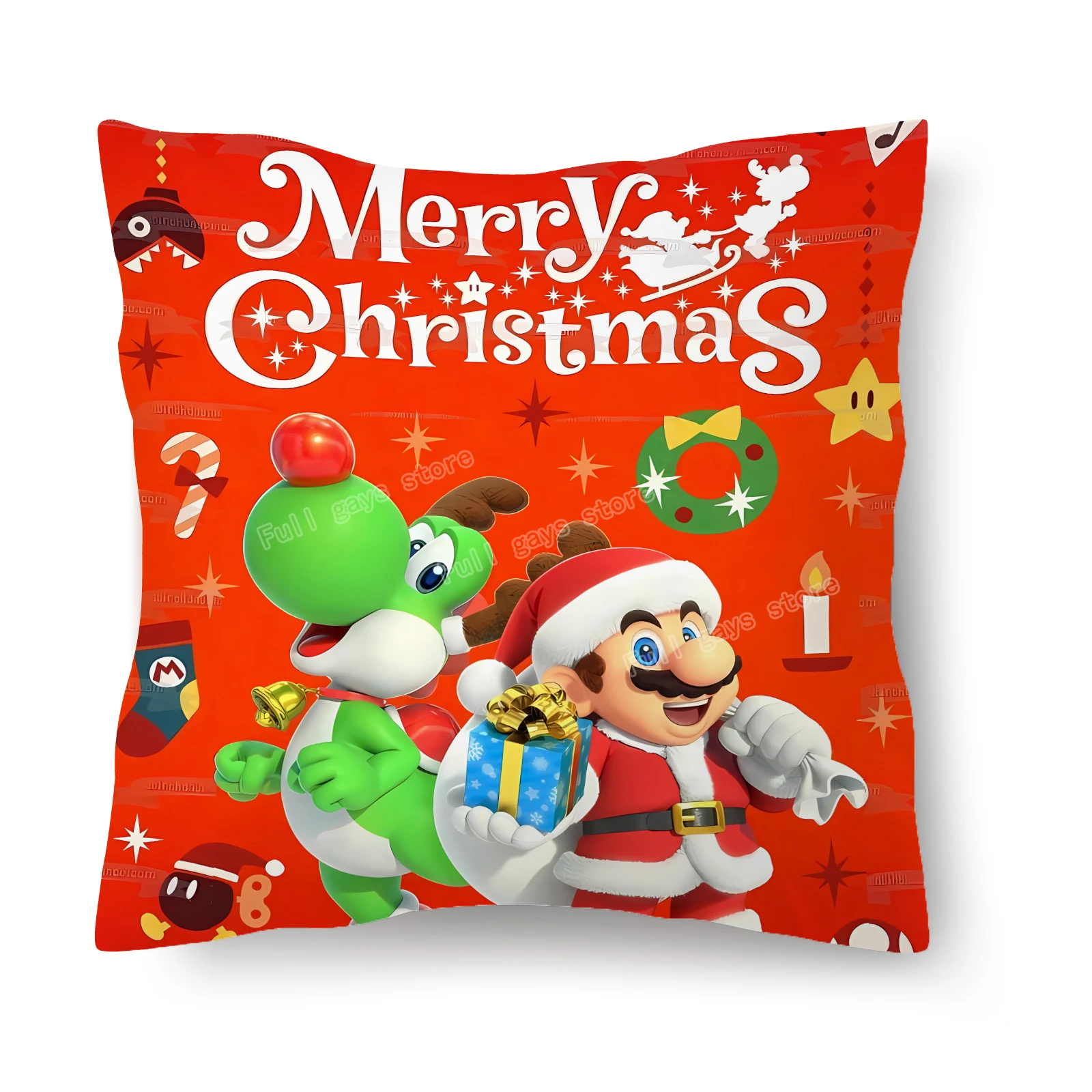 سوبر ماريوس بروس عيد الميلاد المخدة لطيف الكرتون وسادة تغطي وسادة ديكور غرفة أريكة الحلي الخريف ديكور المخدة #4