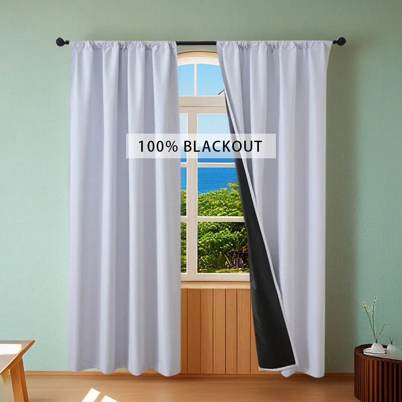 100% Blackout Curtains for Living Room Bedroom Nordic Minimalist Solid Color Extremely Simple High-end Feeling Versatile Custom